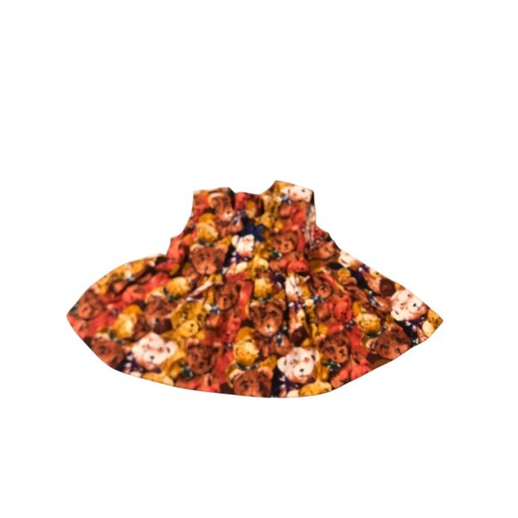 Homemade Teddy Bear Theme Small Medium Size Doll Jumper Dress Bow Accent - Picture 2 of 14